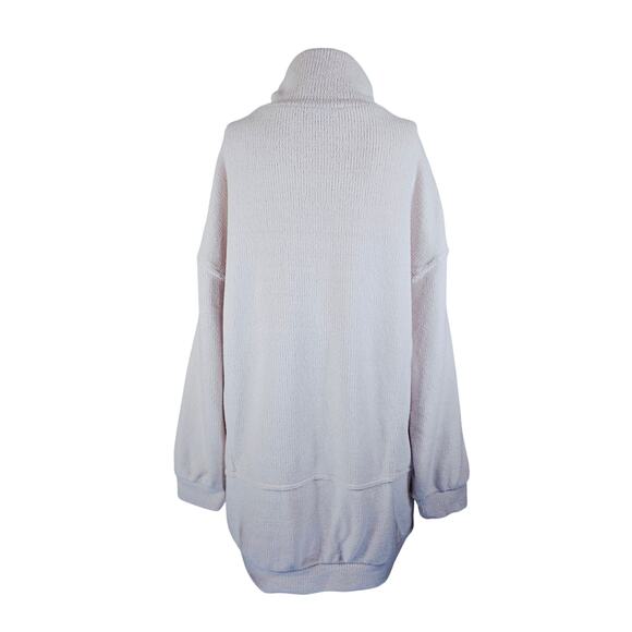 Free People Beach Winter White Kangaroo Pocket Cowl Neck Sweatshirt L - Picture 4 of 6